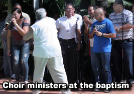 Choir ministers at the water baptism